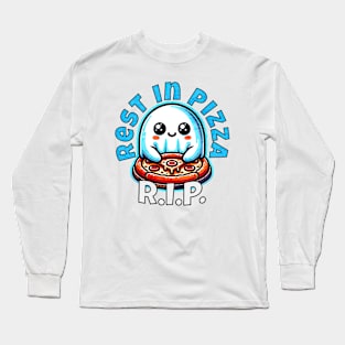 RIP Rest in Pizza - Cute Ghost with Pizza Long Sleeve T-Shirt